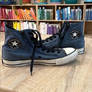 Converse High-Top Sneakers in Blue Denim with Double Zippers
